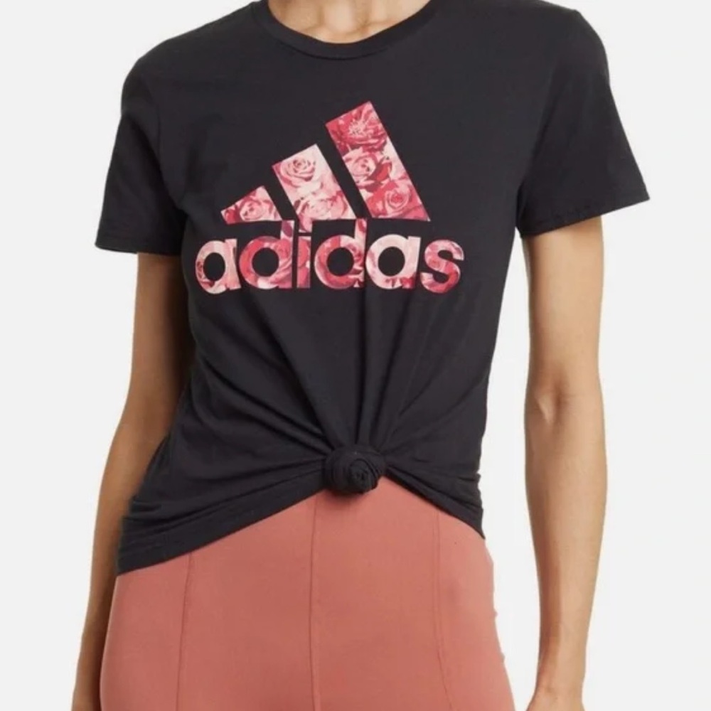 Adidas Black Floral Graphic Amplifier Tee